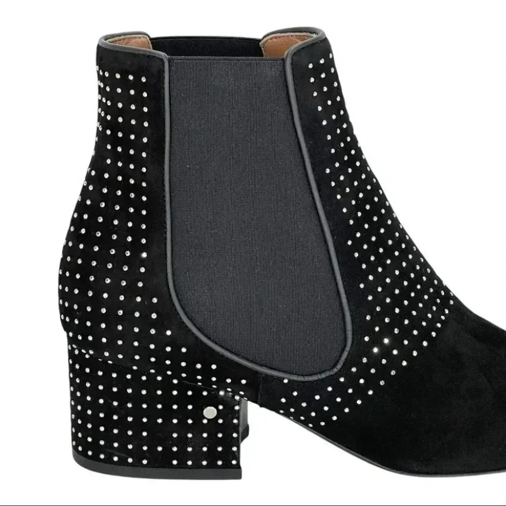 Laurence Dacade Rocco Black Suede Studded Womens Booties Size 7.5M EU 38.5 - Picture 7 of 16